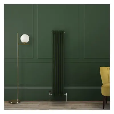 Radiateur style fonte vertical – 150 cm x 29 cm – Double rang – Vert - Eau chaude - Rétro Indust