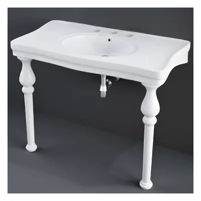 Lavabo console – Blanc brillant – 108,2 x 60,5 cm  – 3 trous pour la robinetterie  – RAK Washing