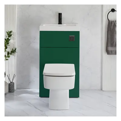 WC avec lave mains - Vert foncé - 50 cm x 89 cm - Bouton de chasse noir - Cluo-Exton - Hudson Re