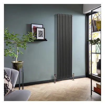 Radiateur style fonte vertical – 180 cm x 47 cm – Double rang – Étain - 1556 W - Rétro - Eau - H