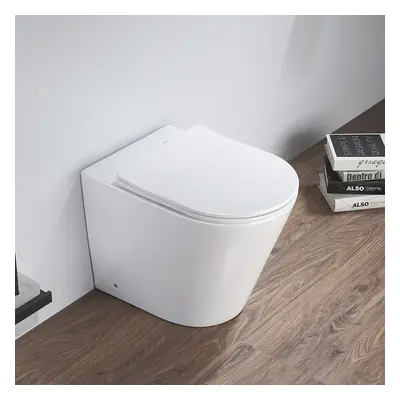 Cuvette WC ronde à poser - Abattant à fermeture douce – Design moderne - Blanc – Elements - Huds