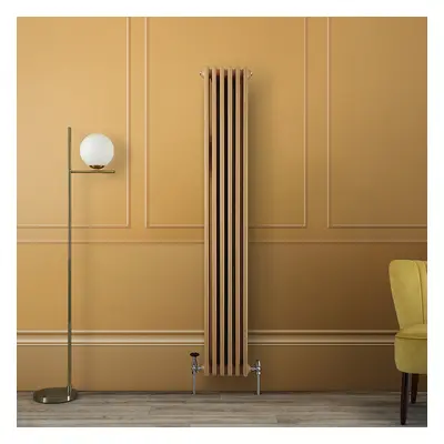 Radiateur style fonte vertical – 180 cm x 29 cm – Double rang – Jaune - Eau chaude - Rétro Indus