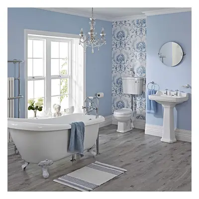 Ensemble Baignoire Ilot, Lavabo Sur Colonne, WC & Robinetterie Carlton