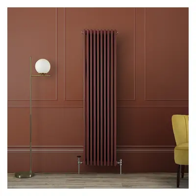 Radiateur style fonte vertical – 180 cm x 47 cm – Double rang – Rouge - Eau chaude - Rétro Indus