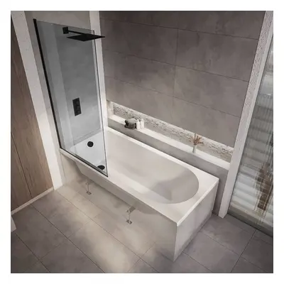 Baignoire douche rectangulaire moderne - 170 x 70 cm - Pare baignoire fumé - Covelly - Hudson Re