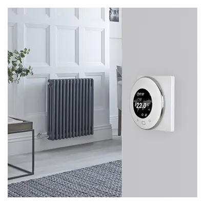 Radiateur électrique style fonte - Anthracite - 3 rangs - 60,5 x 60 cm - Thermostat Wi-Fi rond -