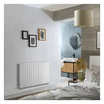 Radiateur design électrique horizontal – Blanc – 63,5 x 100 cm – 2 rangs – Avec thermostat wifi 