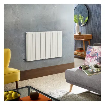 Radiateur design électrique horizontal – Blanc – 63,5 cm x 98 cm – Double rang – Avec thermostat