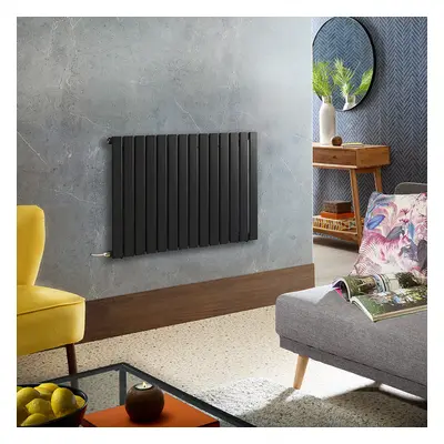 Radiateur design électrique horizontal – Noir – 63,5 x 98 cm – Avec thermostat wifi externe – Câ