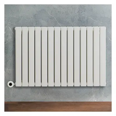 Radiateur design électrique horizontal – Blanc – 63,5 cm x 98 cm – Double rang – Avec thermostat