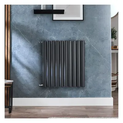 Radiateur design électrique horizontal – Anthracite – 63,5 x 59 cm - 2 rangs - Avec thermostat w