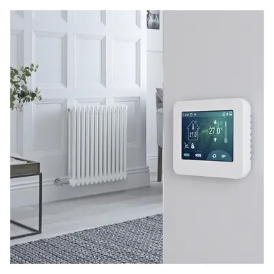 Radiateur électrique style fonte - Blanc - 2 rangs - 60,5 x 60 cm - Thermostat Wi-Fi écran tacti