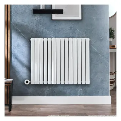 Radiateur design électrique horizontal – Blanc – 63,5 x 82,6 cm - 2 rangs - Avec thermostat wifi