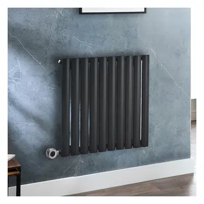 Radiateur design électrique horizontal – Noir – 63,5 x 59 cm - Avec thermostat intelligent chrom