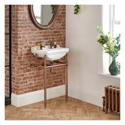 Lavabo console sur pieds - 2 trous - Cuivre - 50 cm - Hudson Reed Rétro