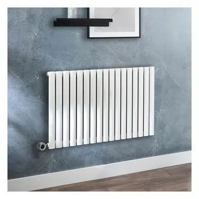 Radiateur design électrique horizontal – Blanc – 63,5 x 100 cm - Avec thermostat connecté chromé