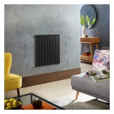 Radiateur design électrique horizontal – Noir – 63,5 x 63 cm – Avec thermostat intelligent exter