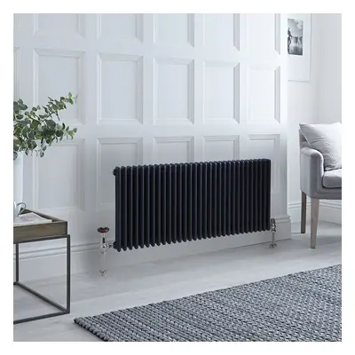 Radiateur style fonte horizontal – Anthracite – Triple rangs – 50 x 141,5 cm – Design rétro - Wi