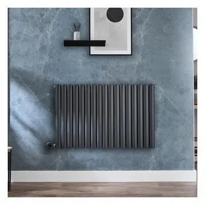 Radiateur design électrique horizontal – Anthracite – 63,5 x 100 cm - 2 rangs - Avec thermostat 