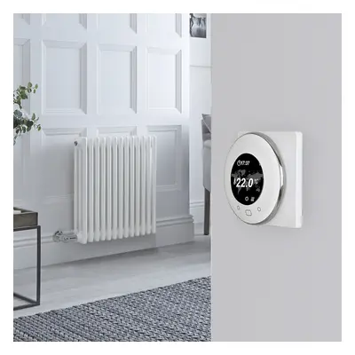 Radiateur électrique style fonte horizontal - Blanc - 3 rangs - 60,5 x 60 cm - Thermostat Wi-Fi 