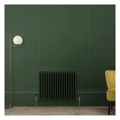 Radiateur style fonte horizontal – Double rangs – Vert – 60 cm x 78,5 cm - 965 W - Rétro - Eau -