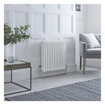 Radiateur style fonte horizontal – Blanc – 50 x 60,5 cm – 3 rangs – Design rétro - Windsor - Hud