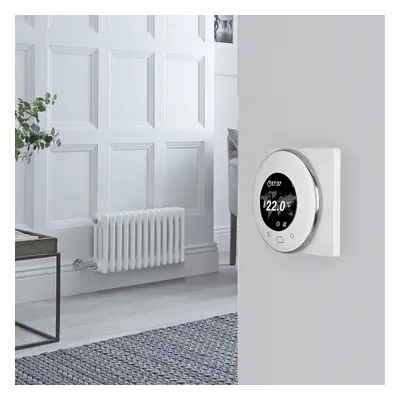 Radiateur électrique style fonte horizontal - Blanc - 3 rangs - 60,5 x 30 cm - Thermostat Wi-Fi 