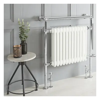 Sèche-serviettes mixte rétro - Blanc – 93 cm x 79 cm – Sans thermostat Wi-Fi et sans cache-câble