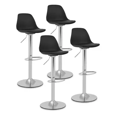 Occasion Tabouret de bar - Lot de 4 - Avec dossier - Socle chromé - Coloris noir | Fromm & Starc