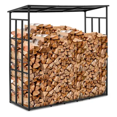 Abri pour bois de chauffage - avec toit - kg - x x cm - Acier - noir | hillvert