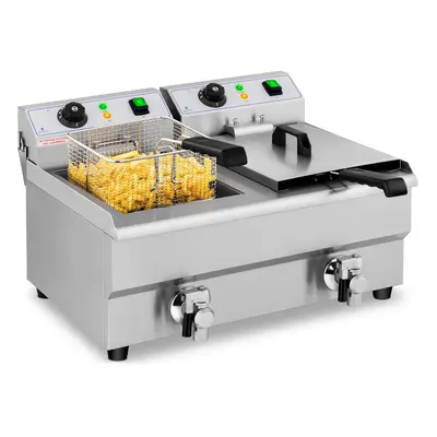 Friteuse électrique - 2 x 10 litres - robinets de vidange - 230 V | Royal Catering