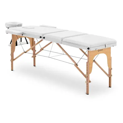 Table de massage pliante - extra large (70 cm) - repose-pieds inclinable - bois de hêtre - blanc