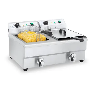 Friteuse double bac - 2 x 16 litres avec robinet de vidange | Royal Catering