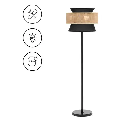 Lampe de salon sur pied - abat-jour en rotin - W - hauteur cm | Uniprodo