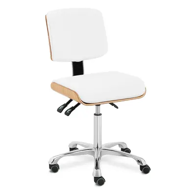 Tabouret de bureau avec dossier - - mm - kg - Bois naturel, Blanc | physa