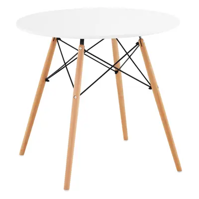 Table - Plateau rond - Ø cm - Coloris blanc - Traverses noires en acier | Fromm & Starck