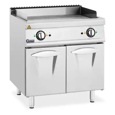 Plancha électrique double - 10,8 kW - rainurée - Armoire intégrée - Royal Catering