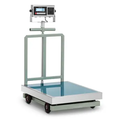 Balance plateforme - 000 kg / 0,2 kg - x cm - avec écran LCD, étiquettes et roulettes | Steinber