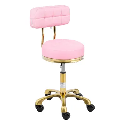 Tabouret à roulettes - avec dossier - - cm - kg - rose pâle/doré | physa