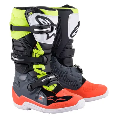 Alpinestars Youth Tech 7S Boots Dark Gray/red Flourescent/yellow, Taille: