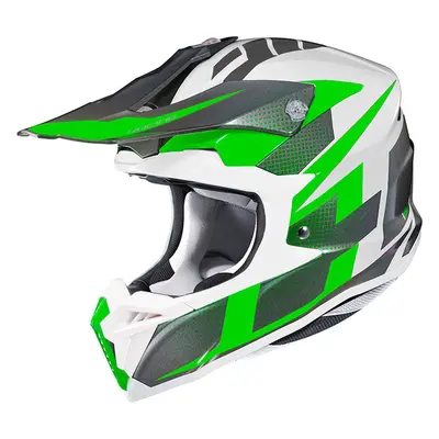 HJC i50 Argos Casque de motocross, blanc-vert, taille