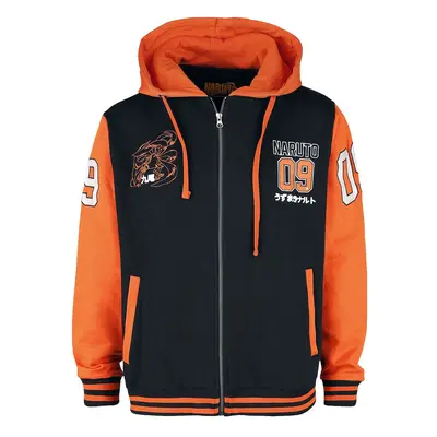 Sweat-shirt zippé à capuche de Naruto - Varsity - pour Homme - noir/orange