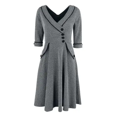 Robe mi-longue Rockabilly de Voodoo Vixen - Robe Évasée Macie Herringbone - M à XXL - pour Femme