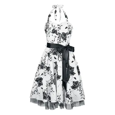 Robe mi-longue Rockabilly de H&R London - Robe Longue Florale - S à XXL - pour Femme - blanc/noi