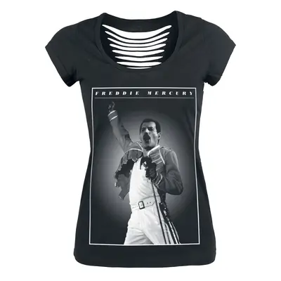 T-Shirt Manches courtes de Queen - Freddie - Stage Photo - pour Femme - noir