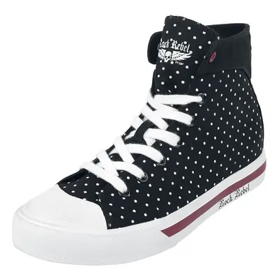 Baskets hautes Rockabilly de Rock Rebel by EMP - Baskets à Pois - EU39 - pour Femme - noir