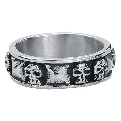 Bague de etNox hard and heavy - Crânes & Rivets - pour Homme - couleur argent