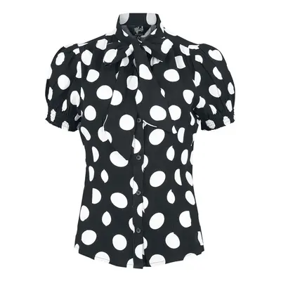 Chemisier Rockabilly de Hell Bunny - Dolores Blouse - XS à XL - pour Femme - noir/blanc