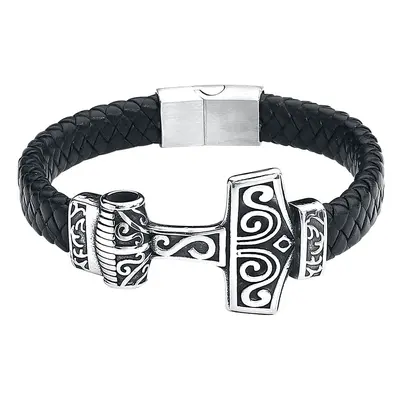 Bracelet en cuir de etNox hard and heavy - Marteau De Thor - pour Homme - noir