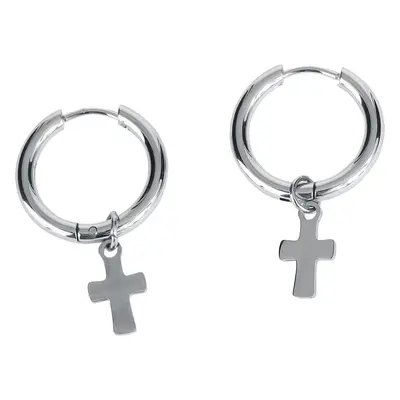 Boucles d'oreilles de etNox - Créoles Croix - pour Femme - couleur argent